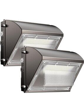 Bright LED Wall Pack Light 120W, 18000LM, Dusk-to-Dawn Outdoor Lighting, 2-Pack